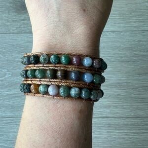 499. Earth Tone Large Stone Wrap Bracelet